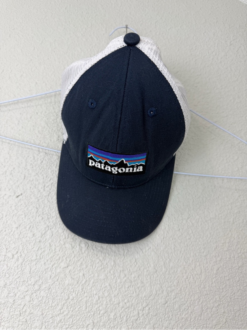 Patagonia Navy and White Mesh Trucker Hat